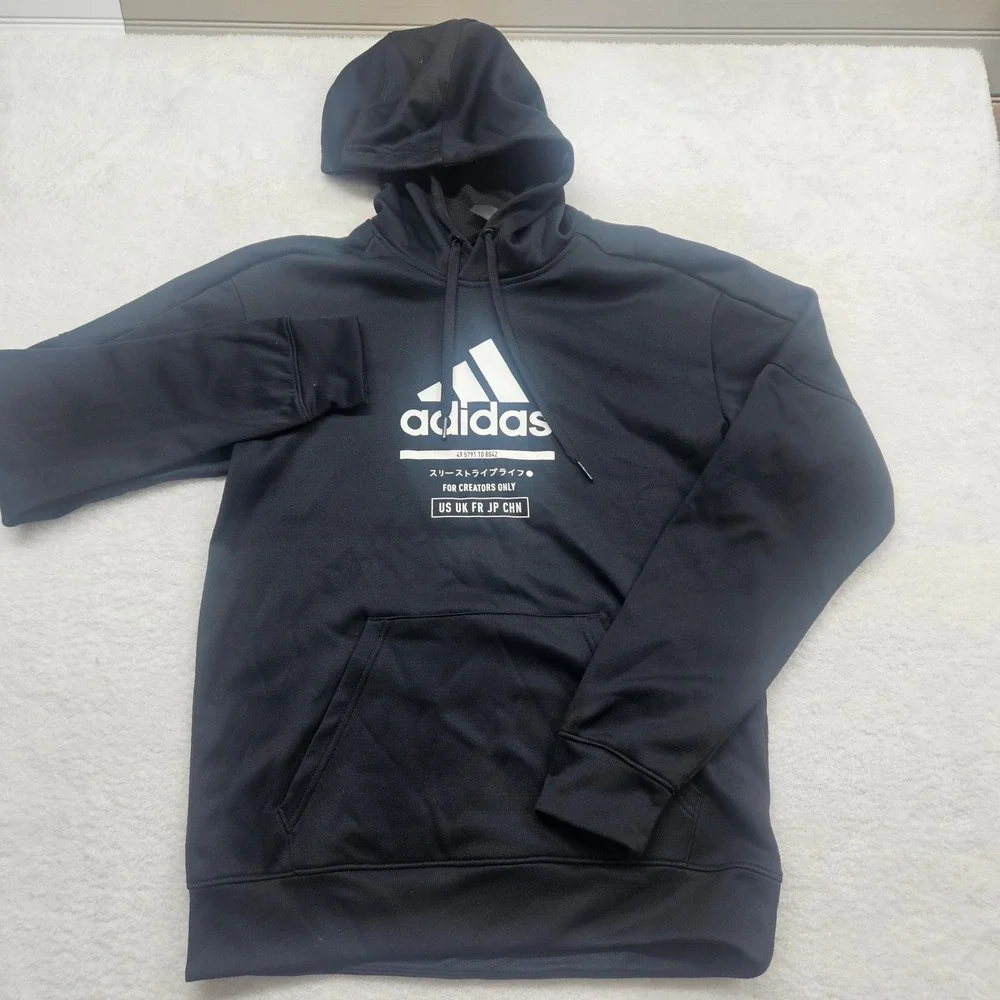 Adidas Climawarm Hoodie Mens Small Black For Creators Only Graphic Pullover